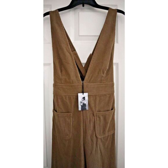 Sincerely Jules Women's Sz L Brown Corduroy Wide Leg V-Neck Jumpsuit Overalls - Picture 6 of 15